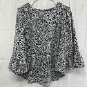 Like New Apt 9 Peplumed Sleeve Spotted Animal Print Pullover Flounce Blouse